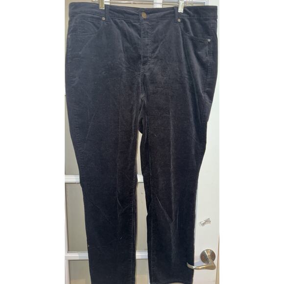 Talbots Corduroy Pants Size 18w Black High Waist Straight Leg Pockets - Picture 1 of 5